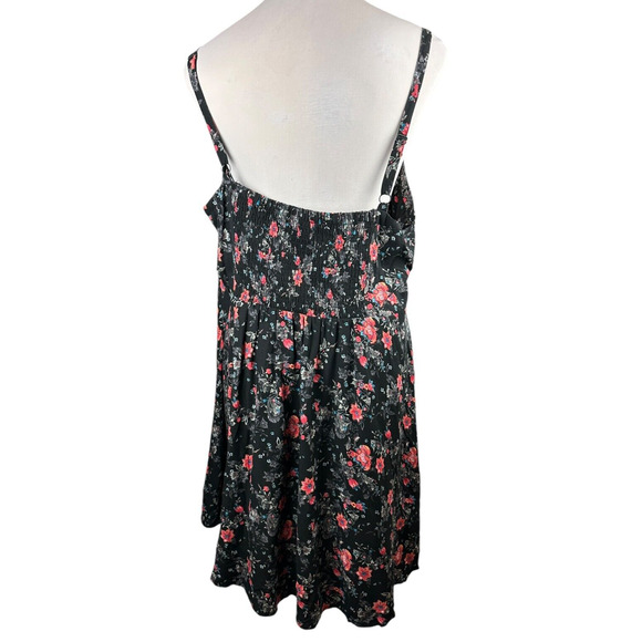 Torrid Mini Challis Sleeveless Dress Black Floral Smock Sundress Plus Size 4 4X - Picture 7 of 10